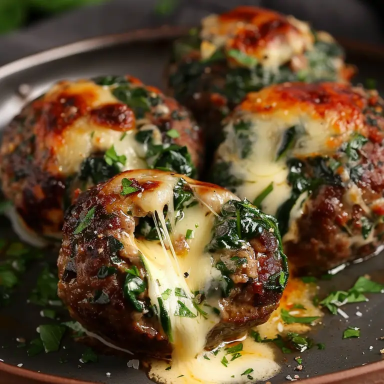 Spinach Garlic Meatballs Stuffed With Mozzarella A Delicious Twist On